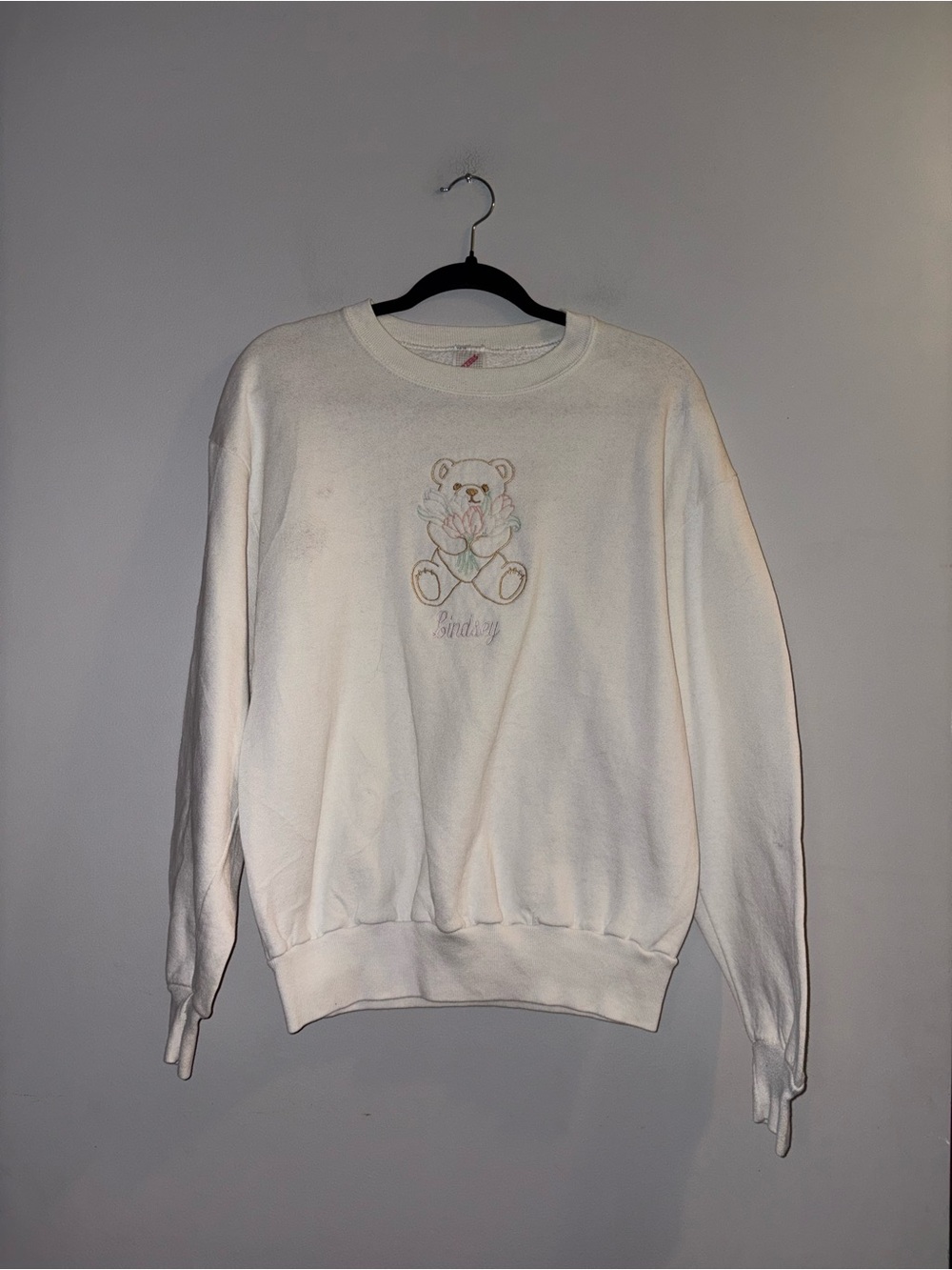 Jerzees | White Vintage Bear Sweatshirt